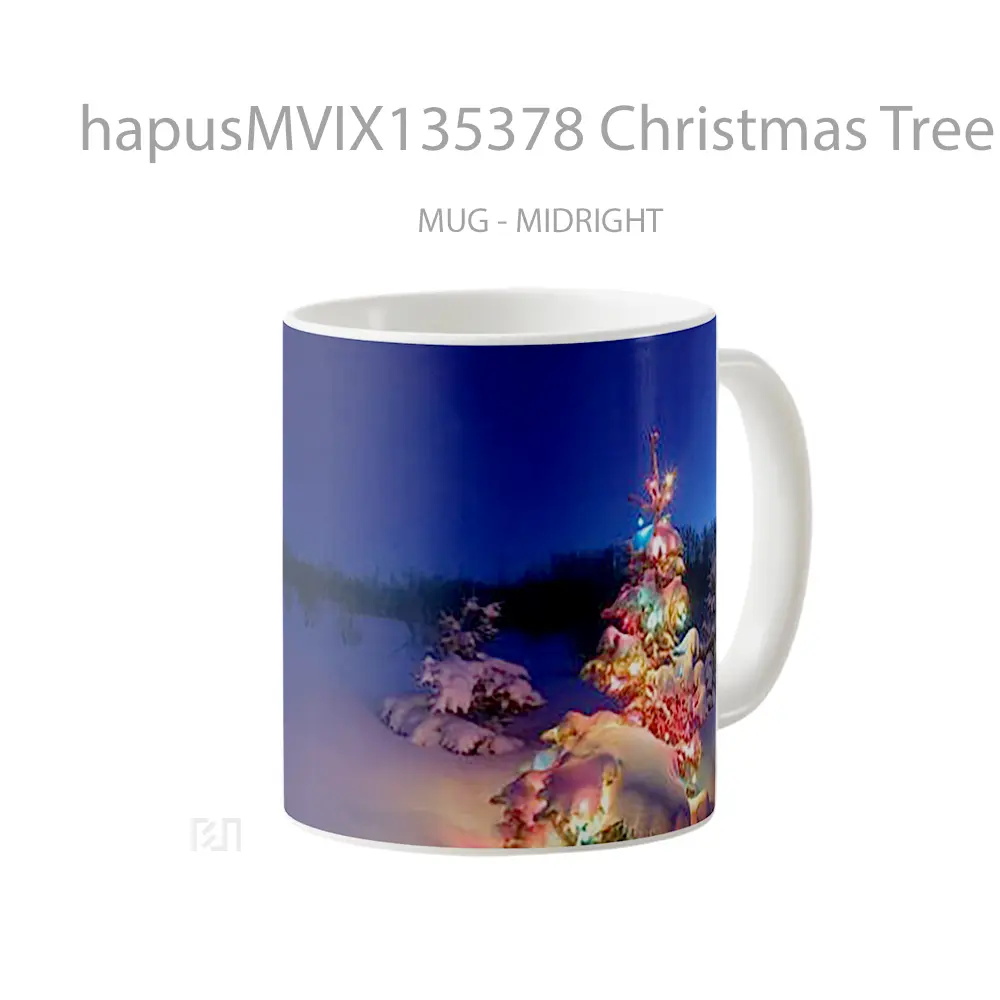 Mug Christmas Tree With Lights At The North Pole Gelas Pemandangan Alam - All-side / Desain
