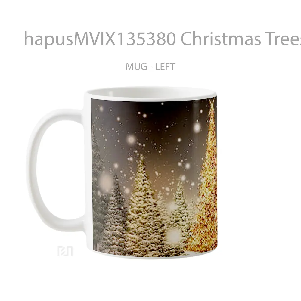 Mug Christmas Trees With Flashes Of Golden Lights Gelas Pemandangan Alam - All-side / Desain