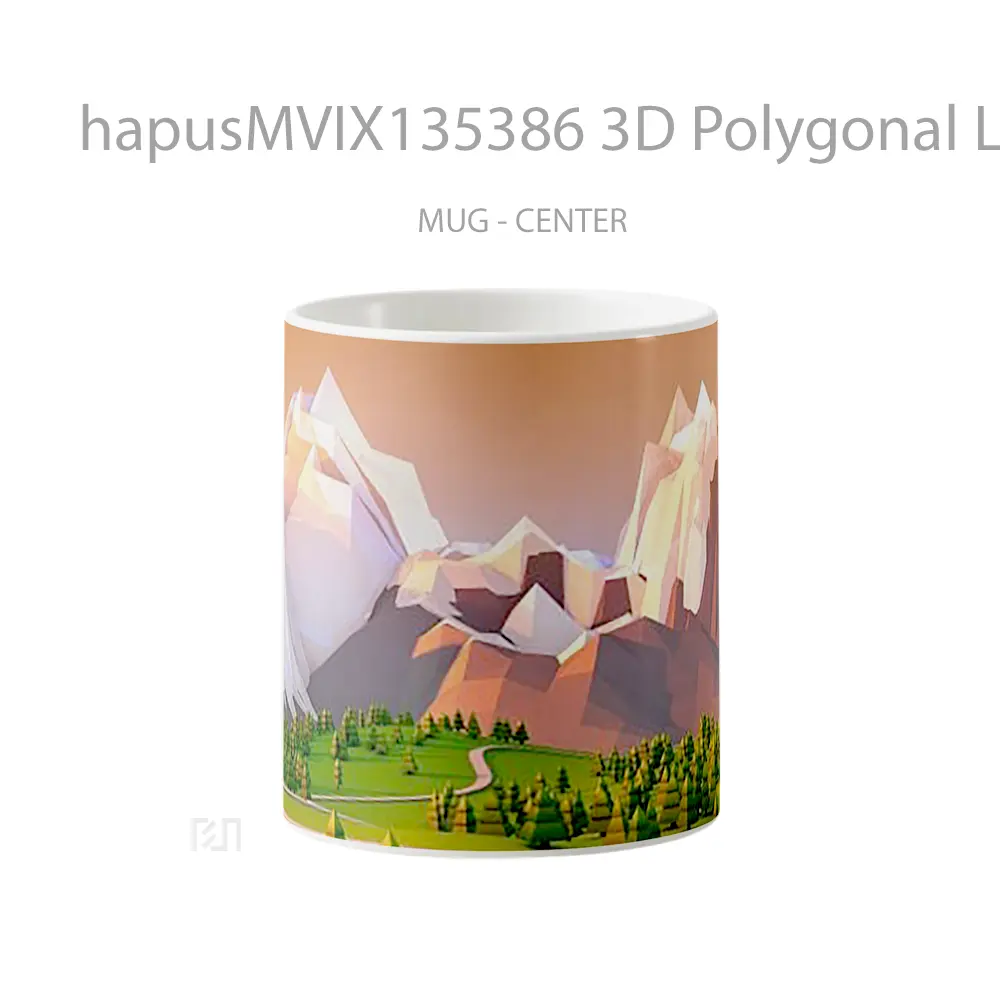 Mug 3D Polygonal Landscape Gelas Pemandangan Alam