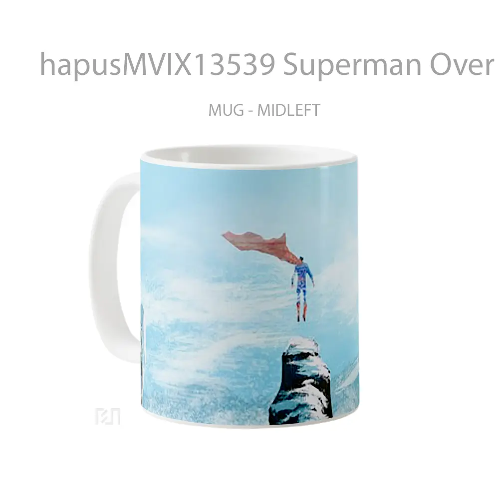 Mug Superman Over Mountains Gelas Superhero - All-side / Desain