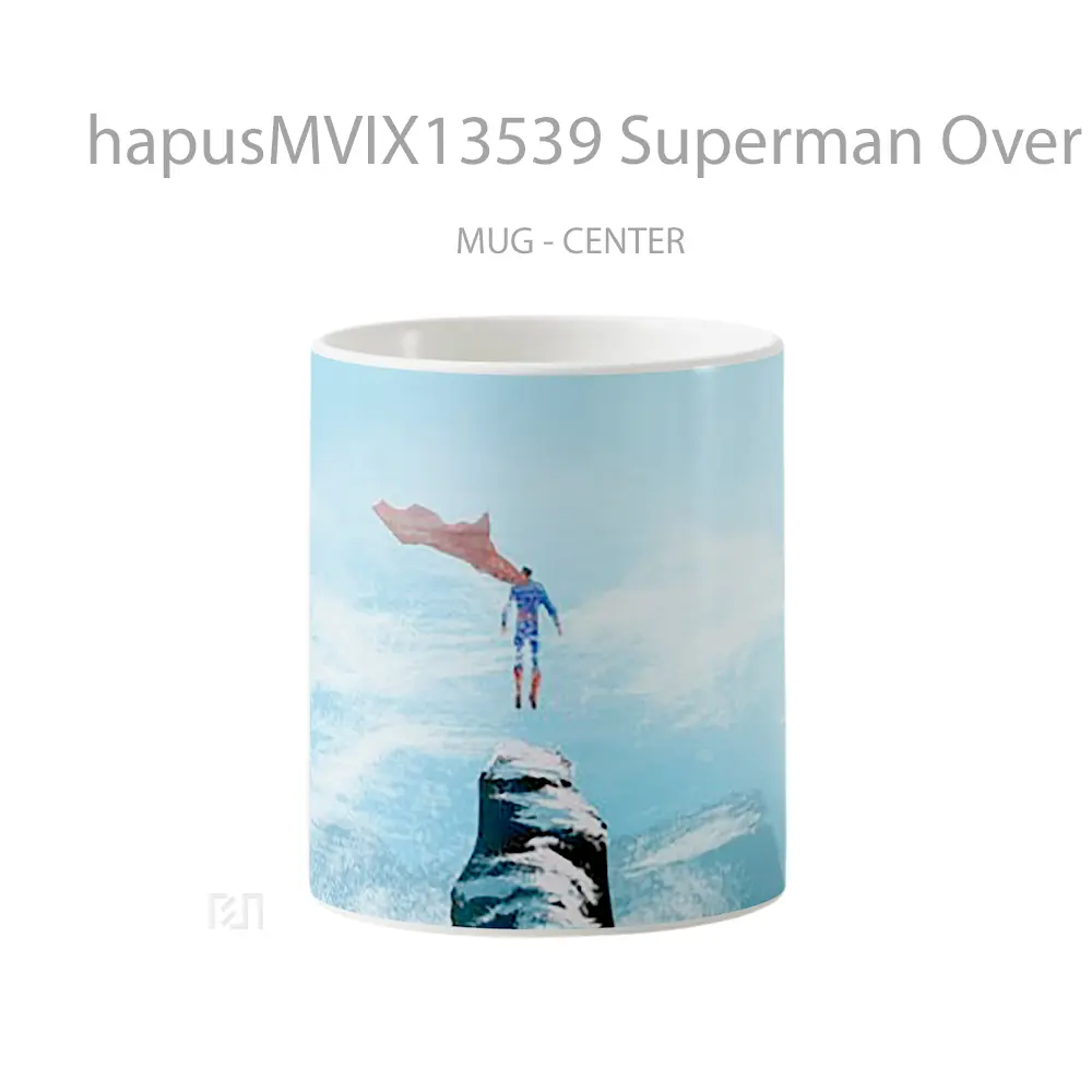 Mug Keramik Premium SNI - Mug Superman Over Mountains Gelas Superhero
