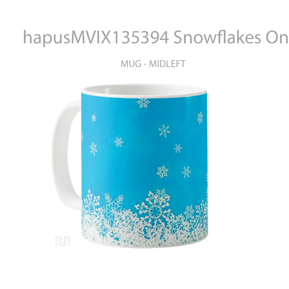Mug Snowflakes On Blue Background Gelas Keramik Unik - All-side / Desain