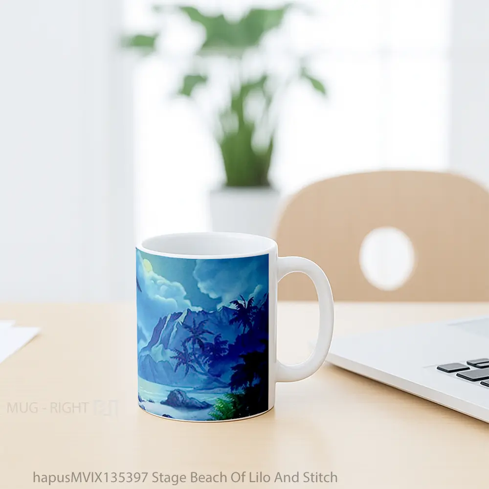 Mug Stage Beach Of Lilo And Stitch Gelas Pemandangan Alam - All-side / Desain