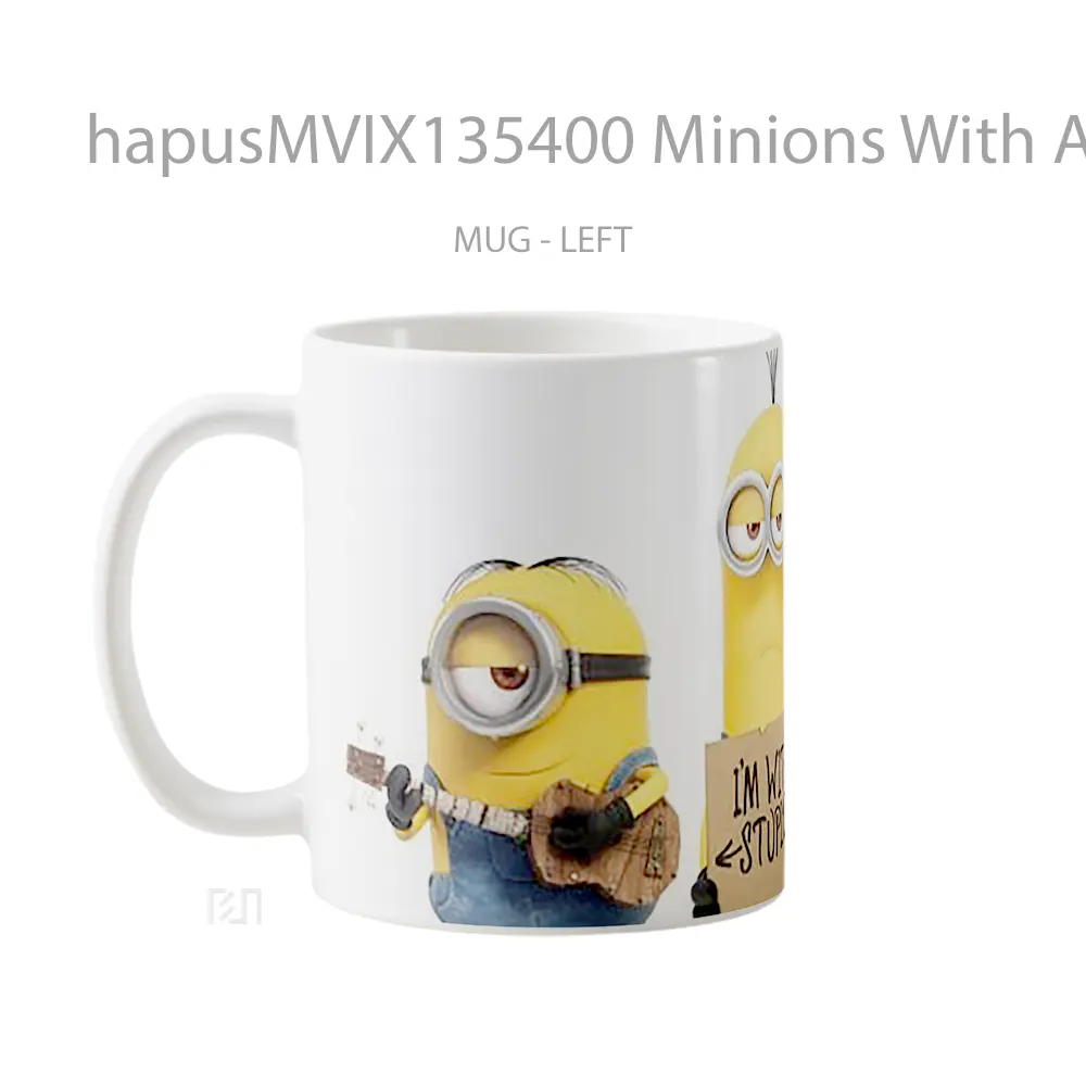 Mug Minions With A Sign Gelas Kartun - All-side / Desain