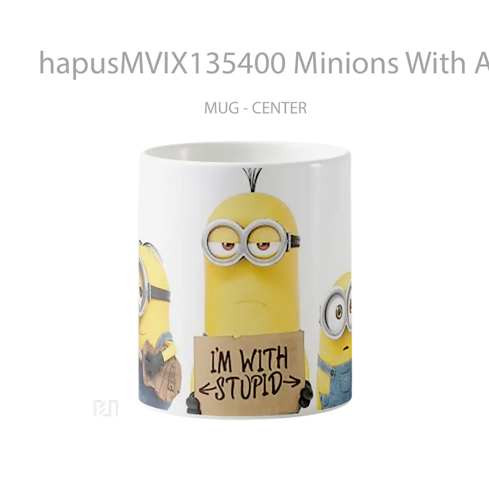 Mug Minions With A Sign Gelas Kartun