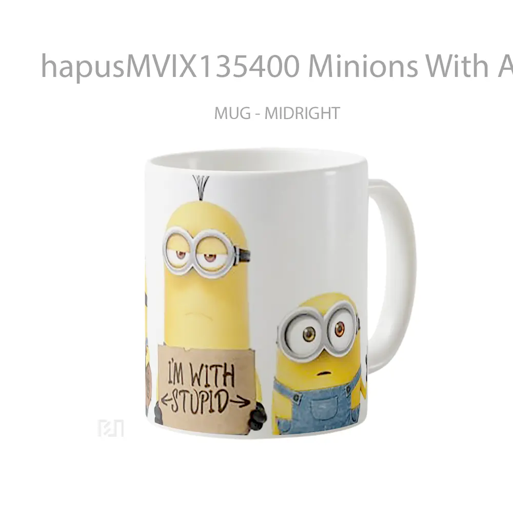 Mug Minions With A Sign Gelas Kartun - All-side / Desain
