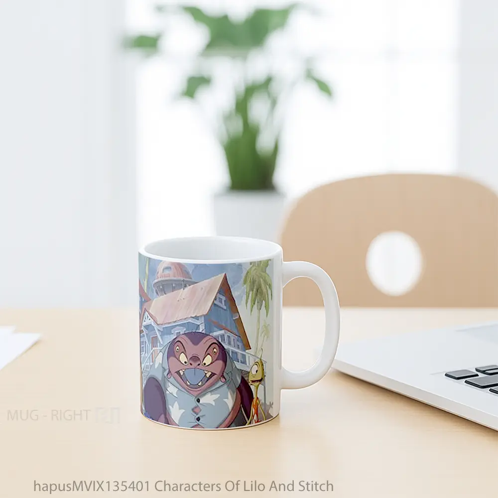 Mug Characters Of Lilo And Stitch Gelas Keramik Unik - All-side / Desain