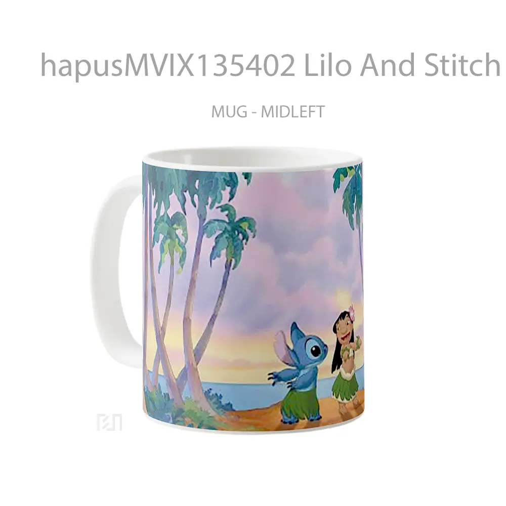 Mug Lilo And Stitch Dancing Gelas Keramik Unik - All-side / Desain