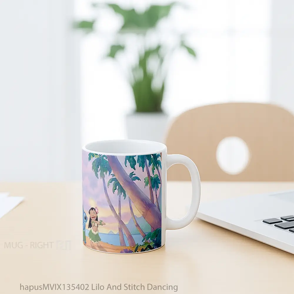 Mug Lilo And Stitch Dancing Gelas Keramik Unik - All-side / Desain