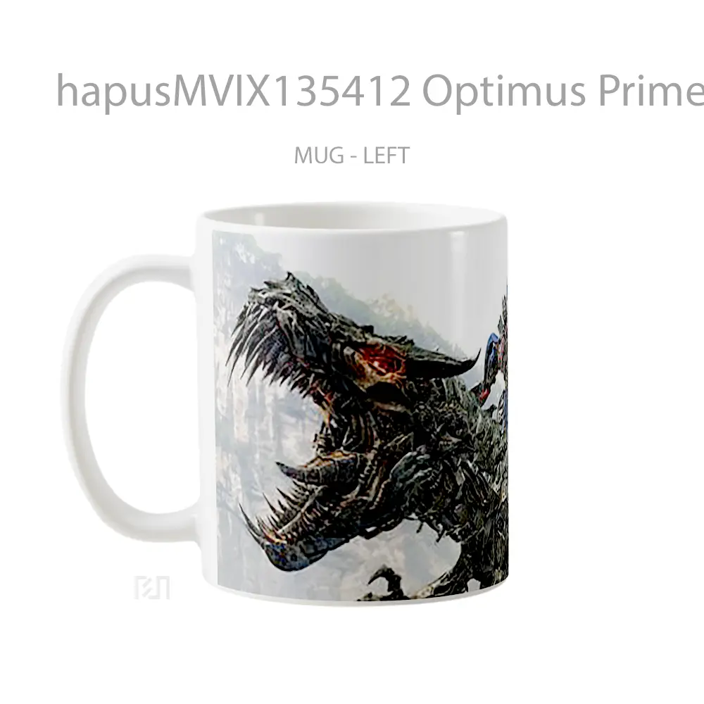 Mug Optimus Prime On Grimlock Gelas Keramik Unik - All-side / Desain