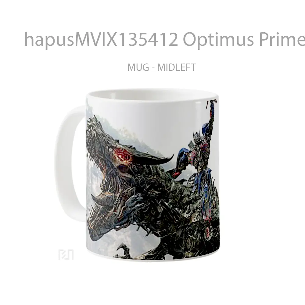 Mug Optimus Prime On Grimlock Gelas Keramik Unik - All-side / Desain