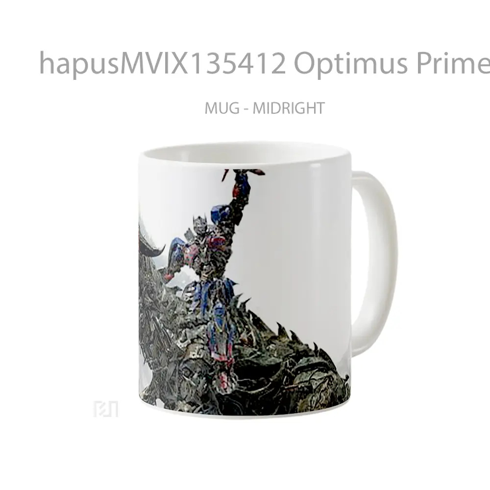 Mug Optimus Prime On Grimlock Gelas Keramik Unik - All-side / Desain