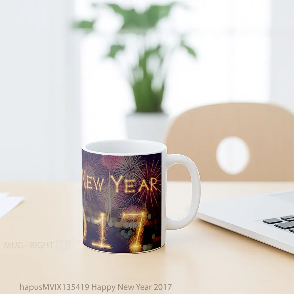 Mug Happy New Year 2017 Gelas Keramik Unik - All-side / Desain