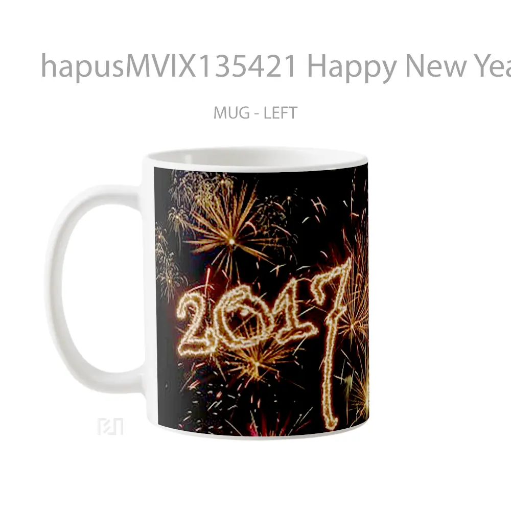 Mug Happy New Year 2017 With Fireworks Gelas Keramik Unik - All-side / Desain