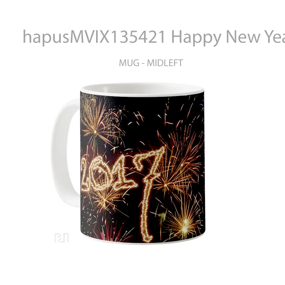 Mug Happy New Year 2017 With Fireworks Gelas Keramik Unik - All-side / Desain