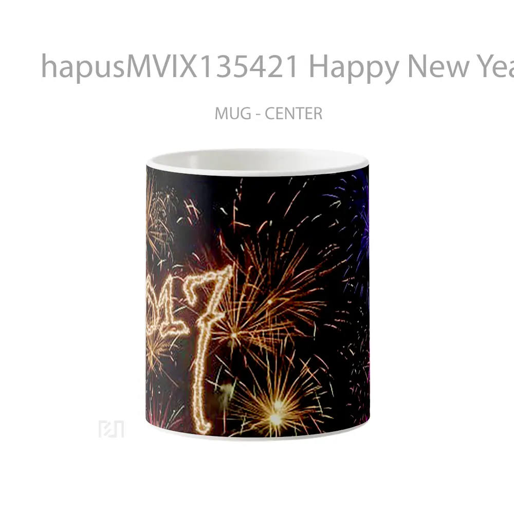 Mug Happy New Year 2017 With Fireworks Gelas Keramik Unik