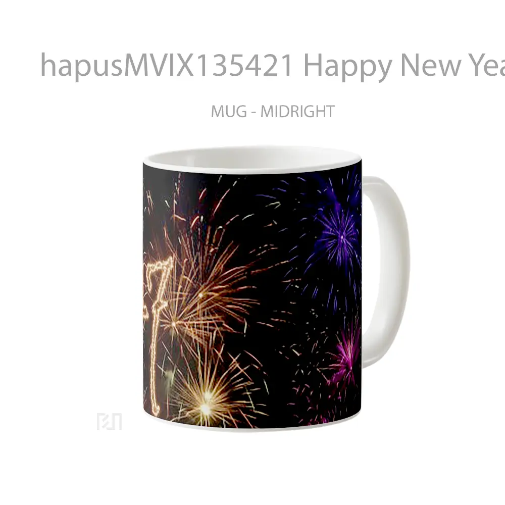 Mug Happy New Year 2017 With Fireworks Gelas Keramik Unik - All-side / Desain