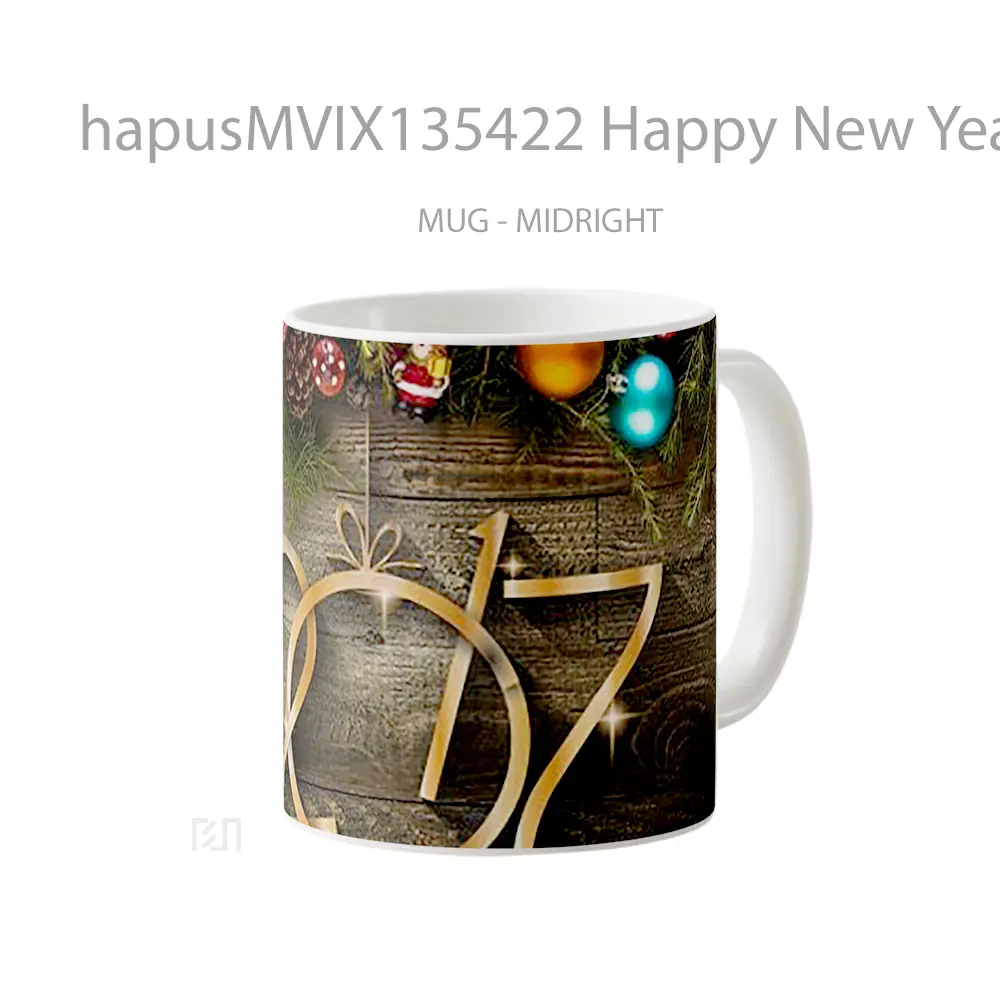 Mug Happy New Year 2017 With Christmas Decorations Gelas Keramik Unik - All-side / Desain