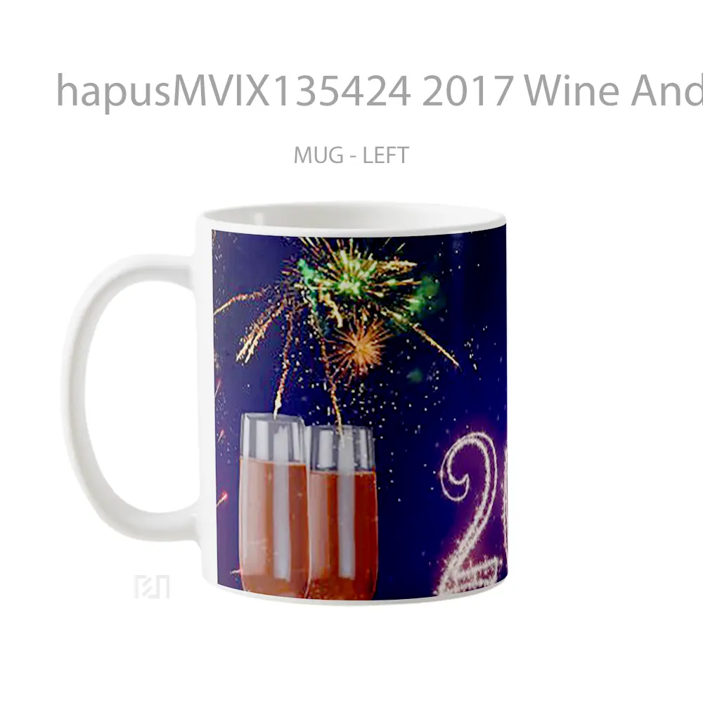 Mug 2017 Wine And Fireworks Gelas Keramik Unik - All-side / Desain