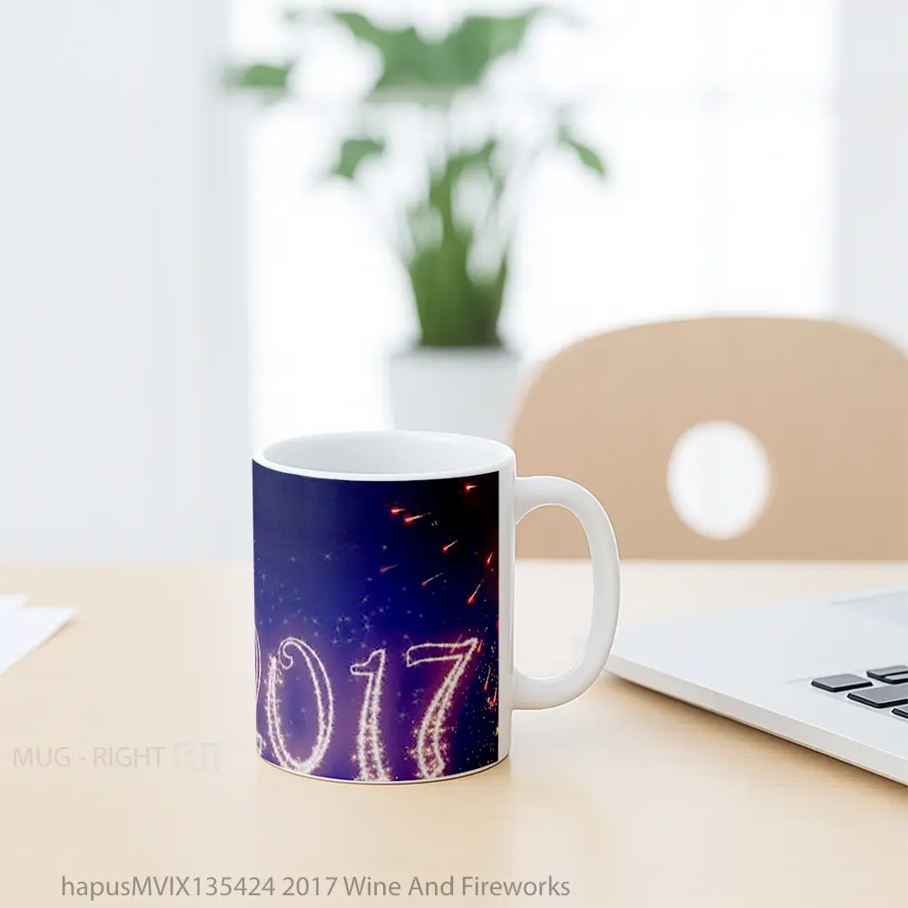 Mug 2017 Wine And Fireworks Gelas Keramik Unik - All-side / Desain
