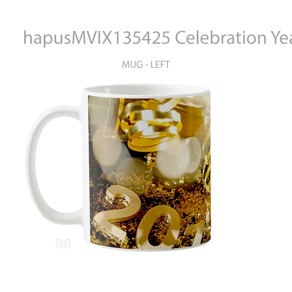 Mug Celebration Year 2017 In Gold Gelas Keramik Unik - All-side / Desain