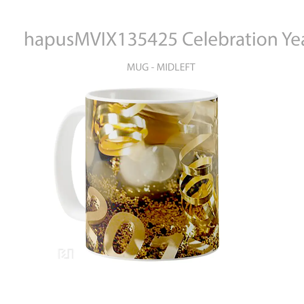 Mug Celebration Year 2017 In Gold Gelas Keramik Unik - All-side / Desain