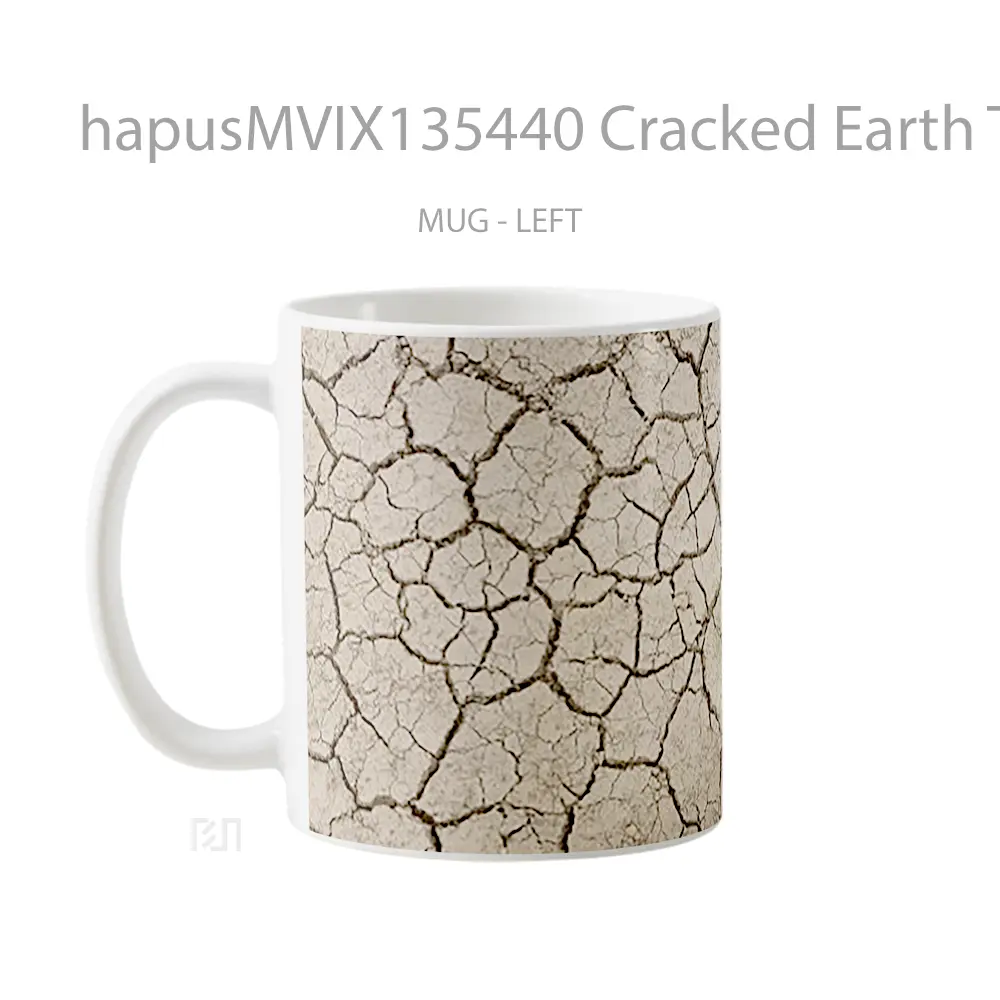 Mug Cracked Earth Texture Gelas Keramik Unik - All-side / Desain