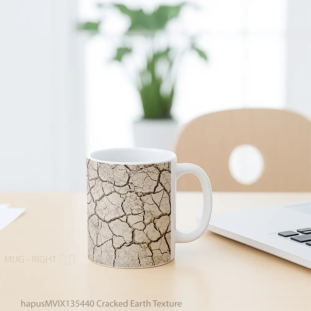 Mug Cracked Earth Texture Gelas Keramik Unik - All-side / Desain