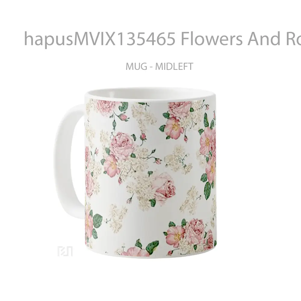 Mug Flowers And Roses Gelas Pemandangan Alam - All-side / Desain