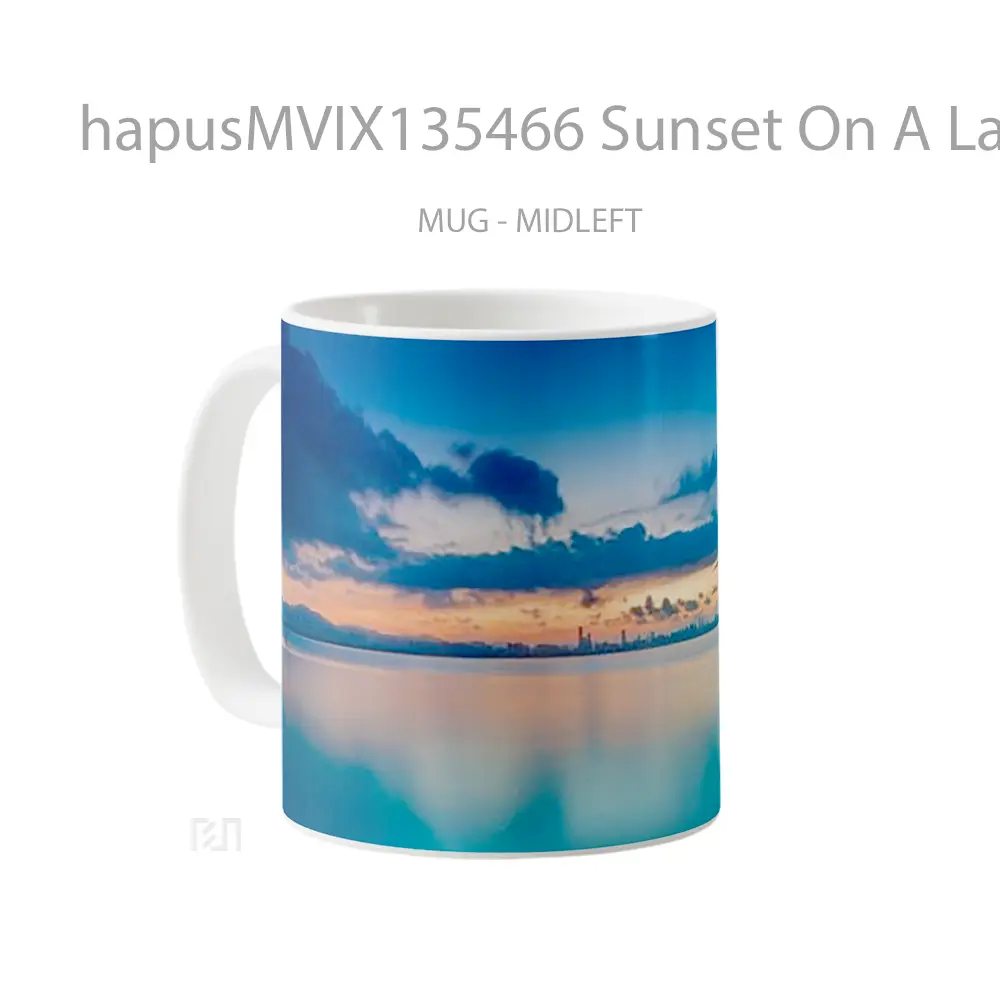 Mug Sunset On A Lake V1 Gelas Pemandangan Alam - All-side / Desain