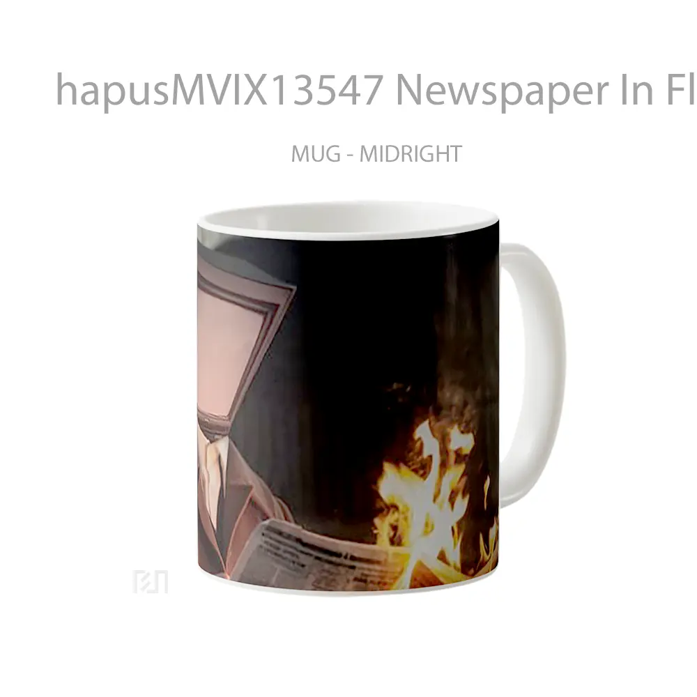 Mug Newspaper In Flames Gelas Keramik Unik - All-side / Desain