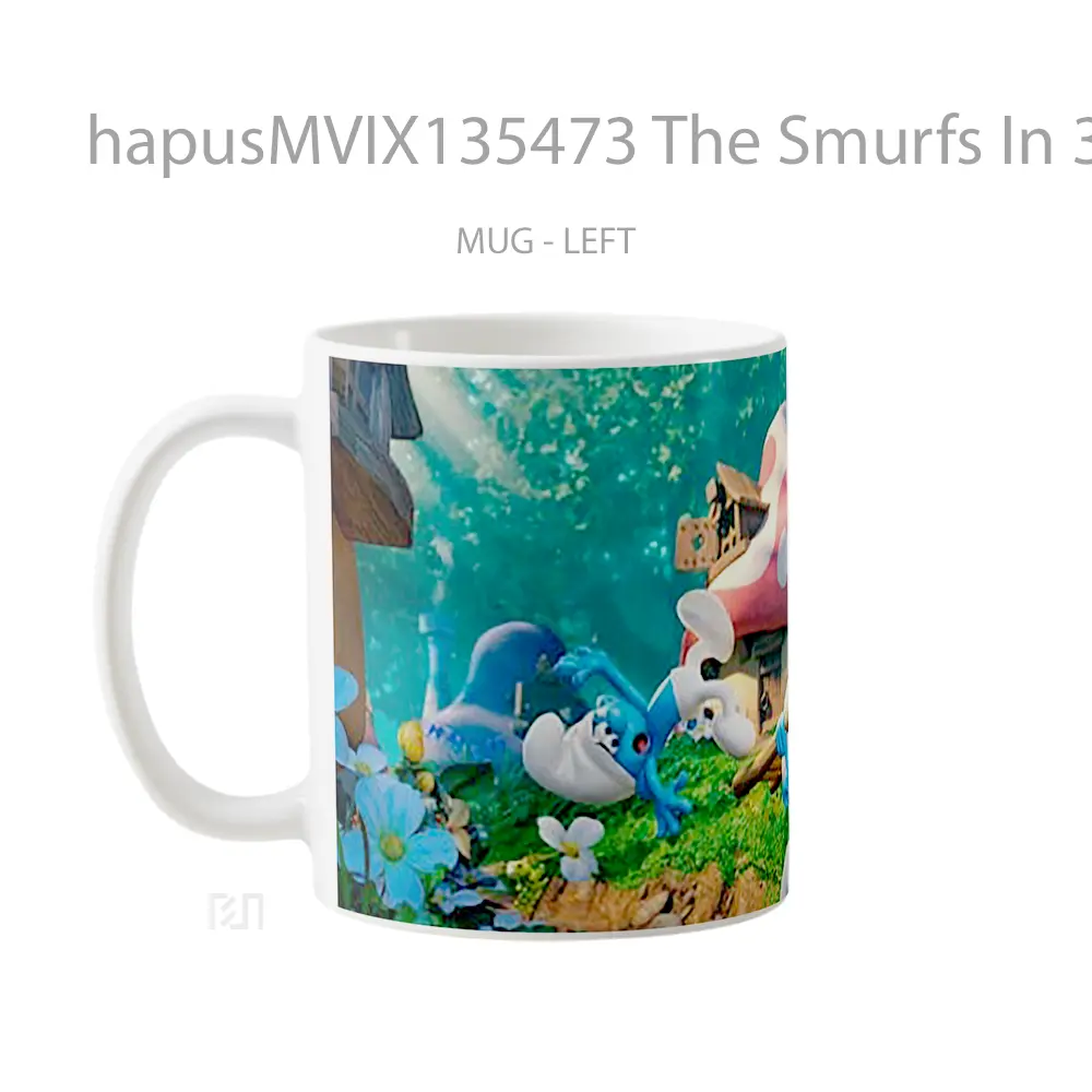 Mug The Smurfs In 3D Gelas Keramik Unik - All-side / Desain