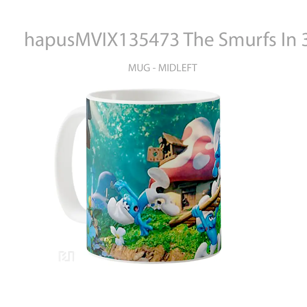 Mug The Smurfs In 3D Gelas Keramik Unik - All-side / Desain