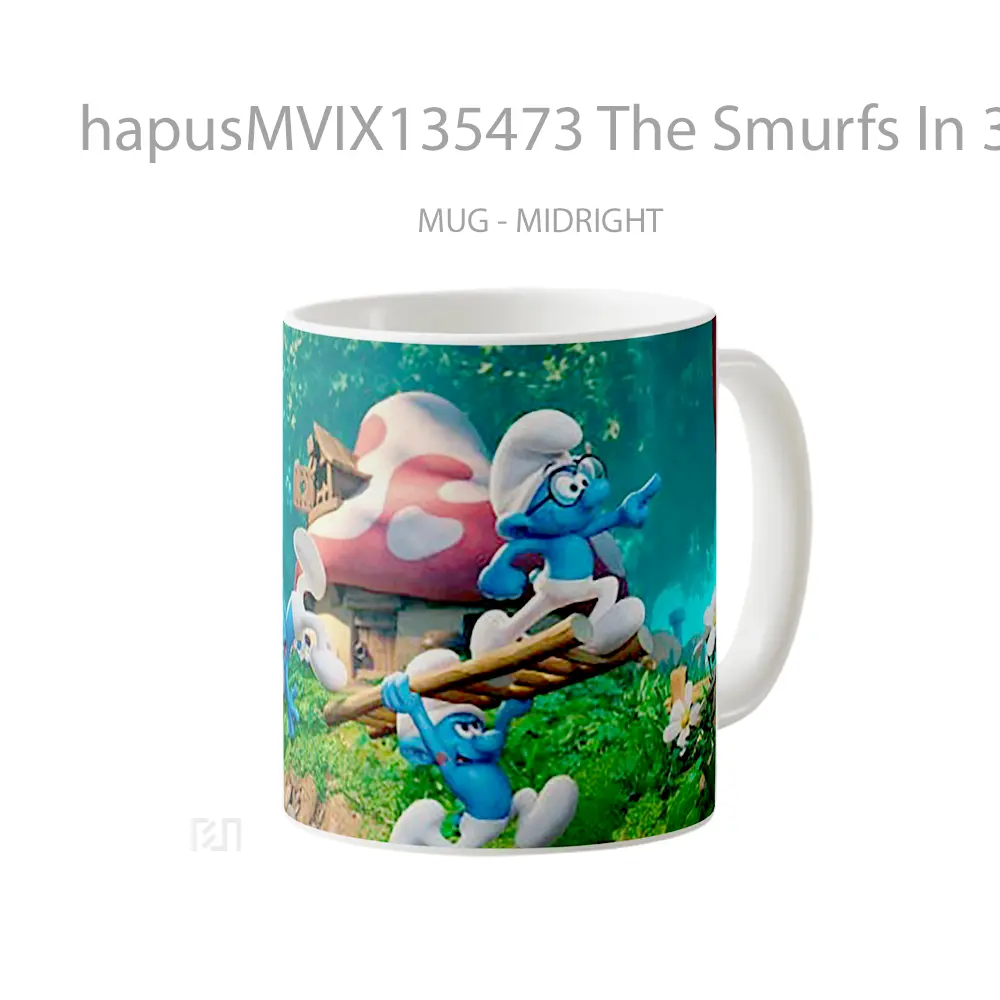 Mug The Smurfs In 3D Gelas Keramik Unik - All-side / Desain