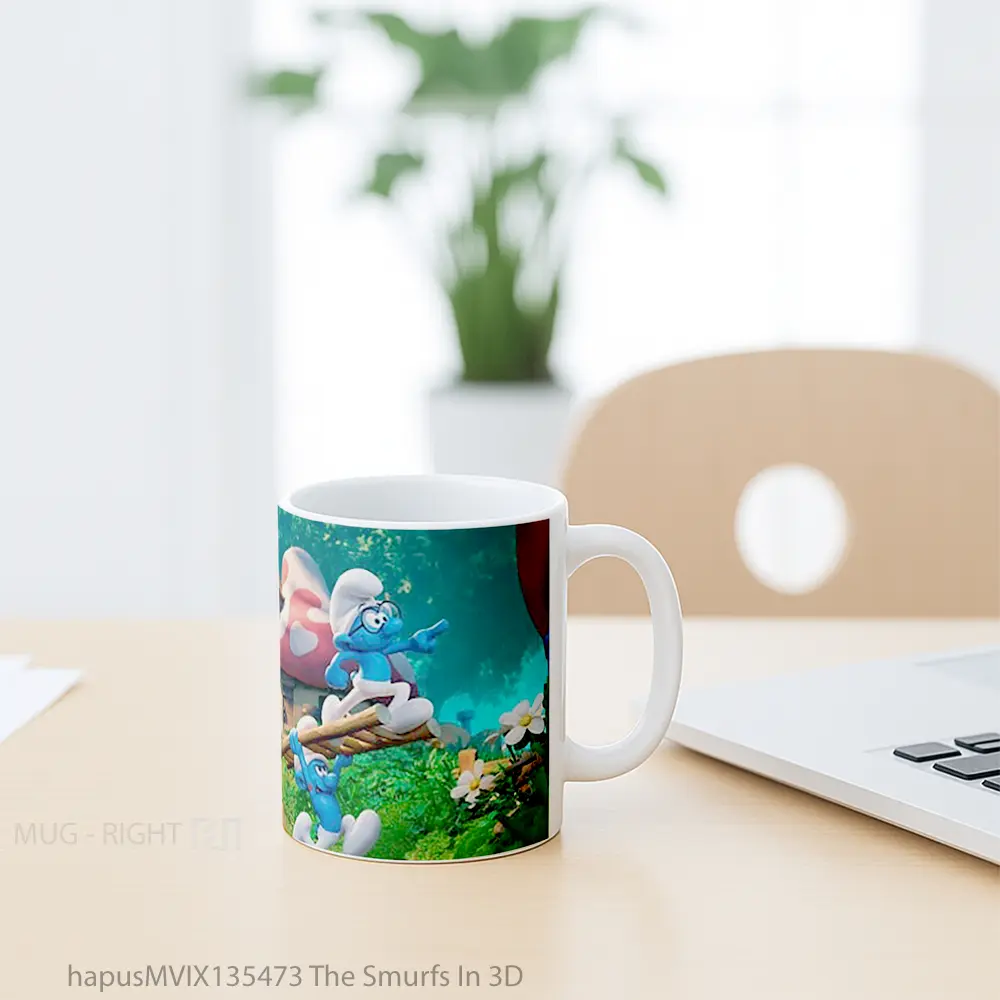 Mug The Smurfs In 3D Gelas Keramik Unik - All-side / Desain