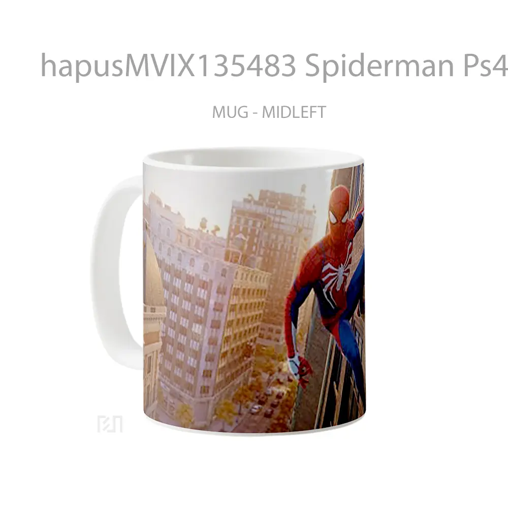 Mug Spiderman Ps4 Spider Man Climbing A Building Gelas Superhero - All-side / Desain