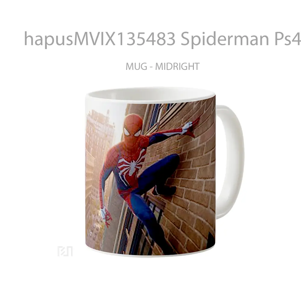 Mug Spiderman Ps4 Spider Man Climbing A Building Gelas Superhero - All-side / Desain