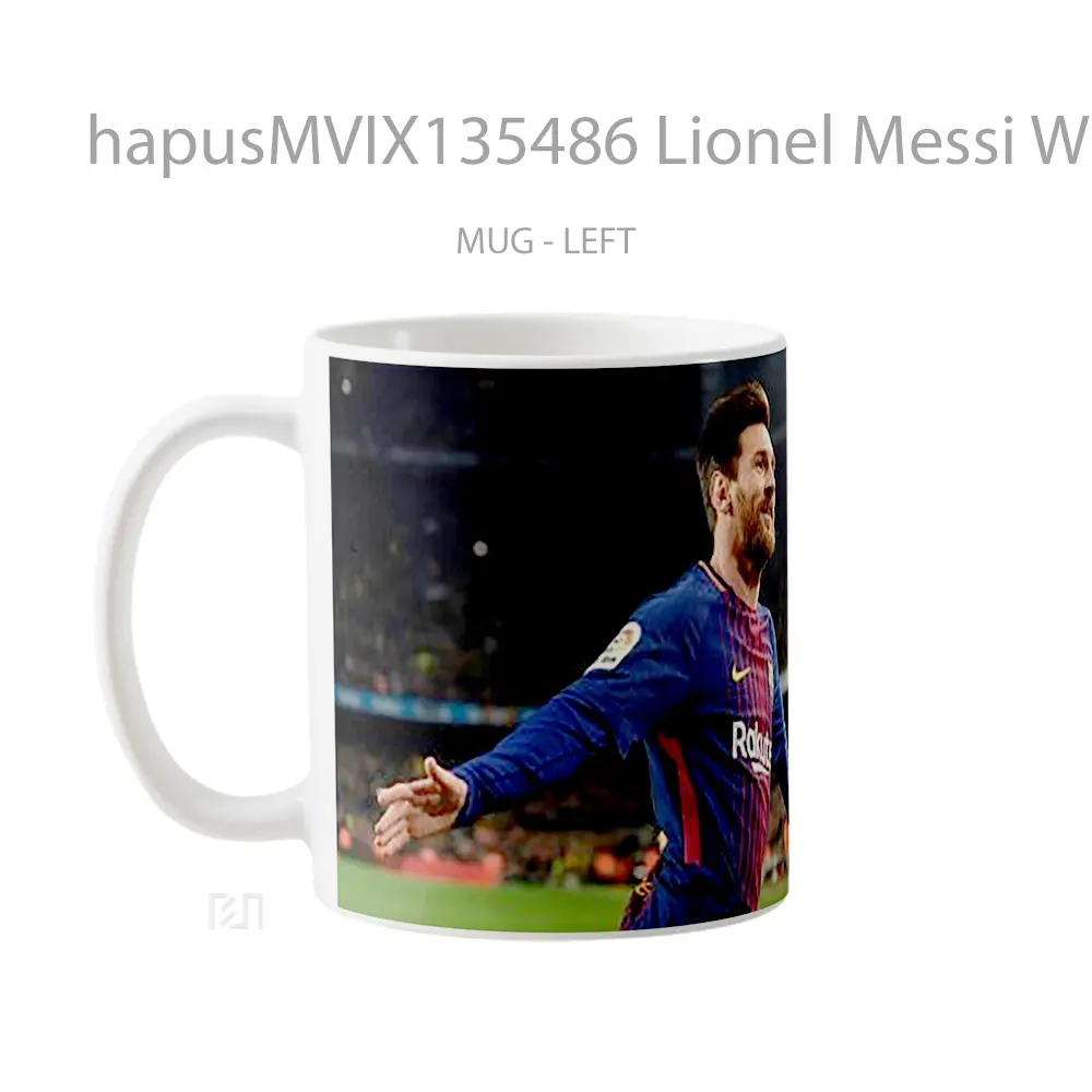 Mug Lionel Messi With Barcelona Gelas Keramik Unik - All-side / Desain