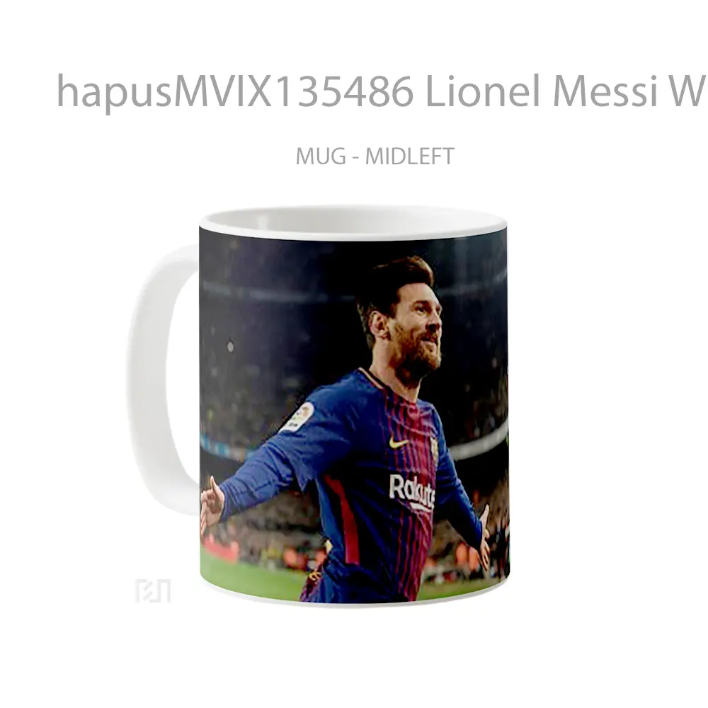Mug Lionel Messi With Barcelona Gelas Keramik Unik - All-side / Desain