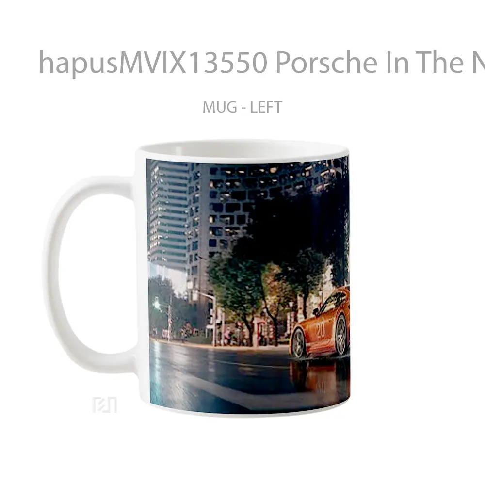 Mug Porsche In The Night Cangkir Mobil - All-side / Desain