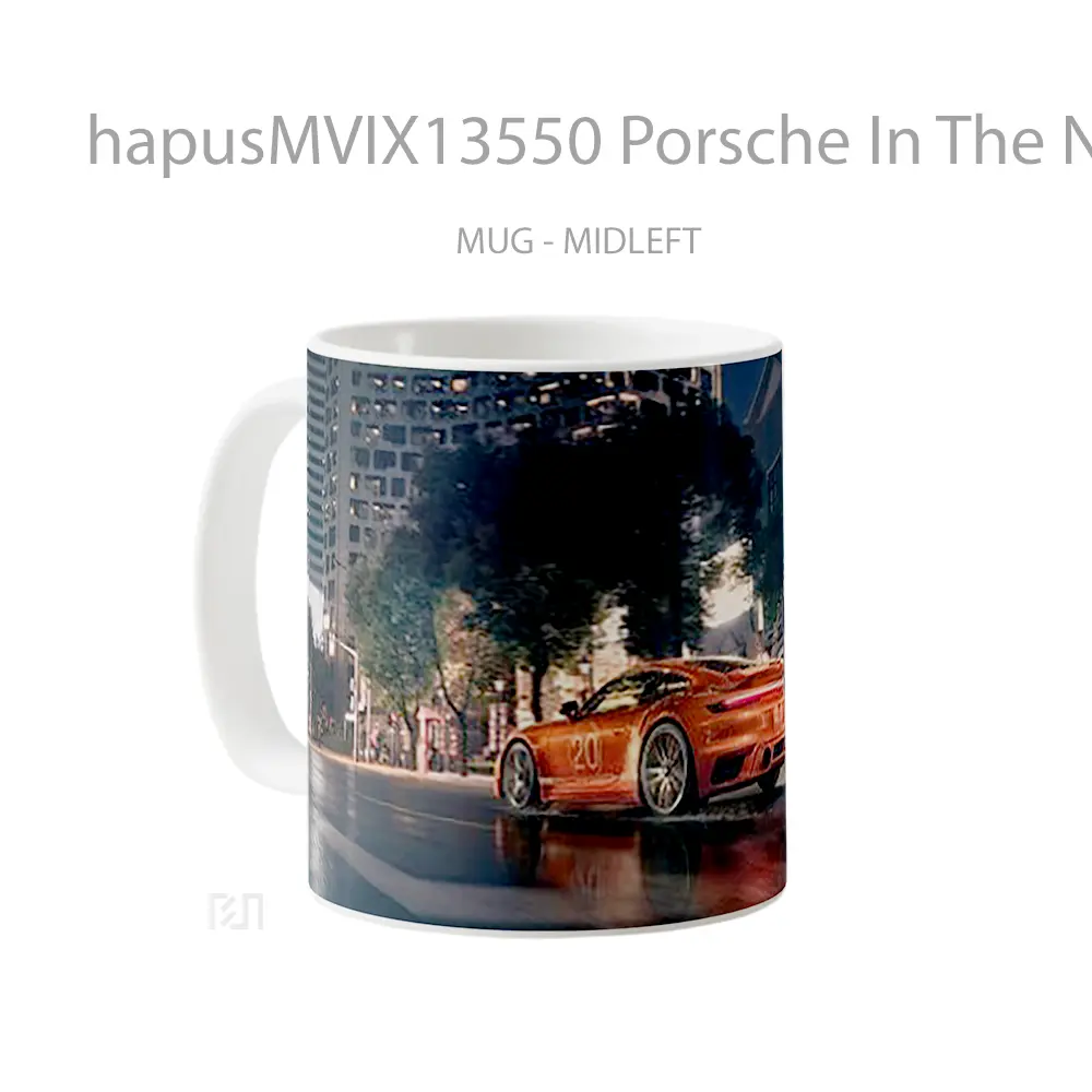 Mug Porsche In The Night Cangkir Mobil - All-side / Desain
