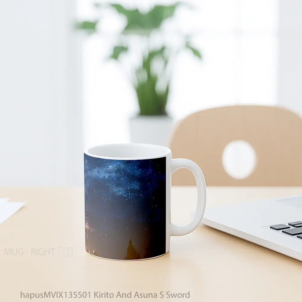 Mug Kirito And Asuna S Sword Gelas Keramik Unik - Tampak Kiri