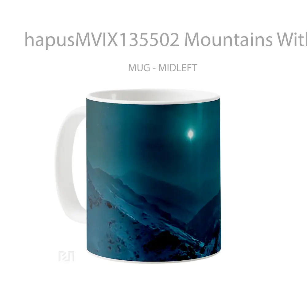 Mug Mountains With Moonlight Gelas Pemandangan Alam - All-side / Desain