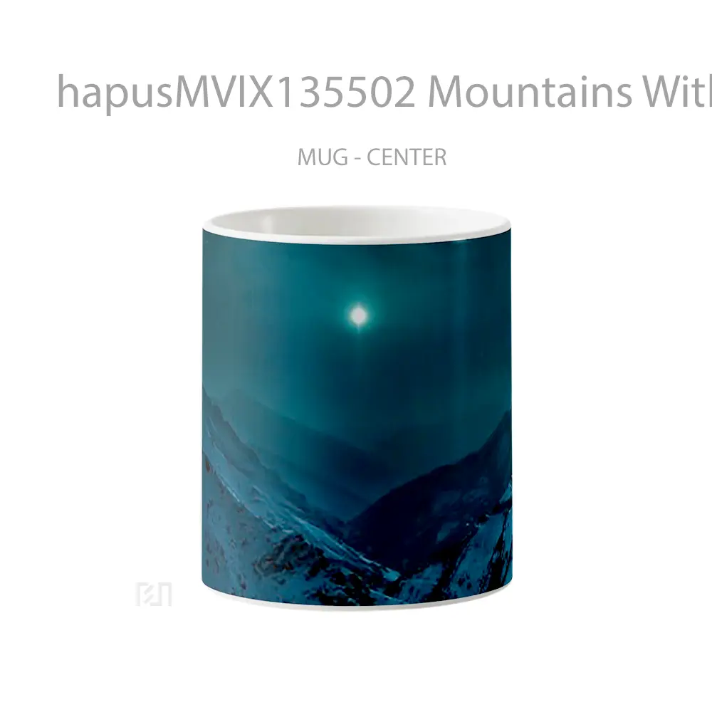 Mug Keramik Premium SNI - Mug Mountains With Moonlight Gelas Pemandangan Alam