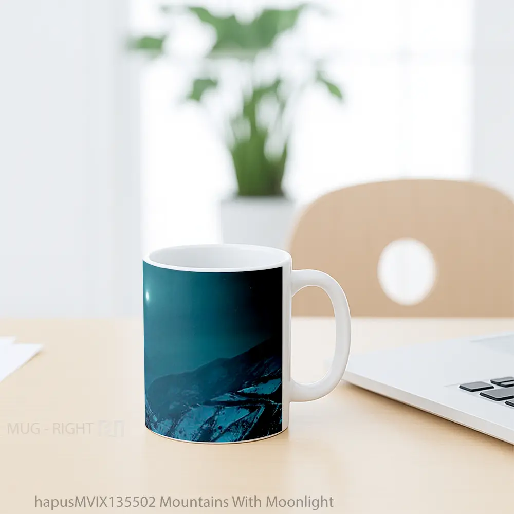 Mug Mountains With Moonlight Gelas Pemandangan Alam - All-side / Desain