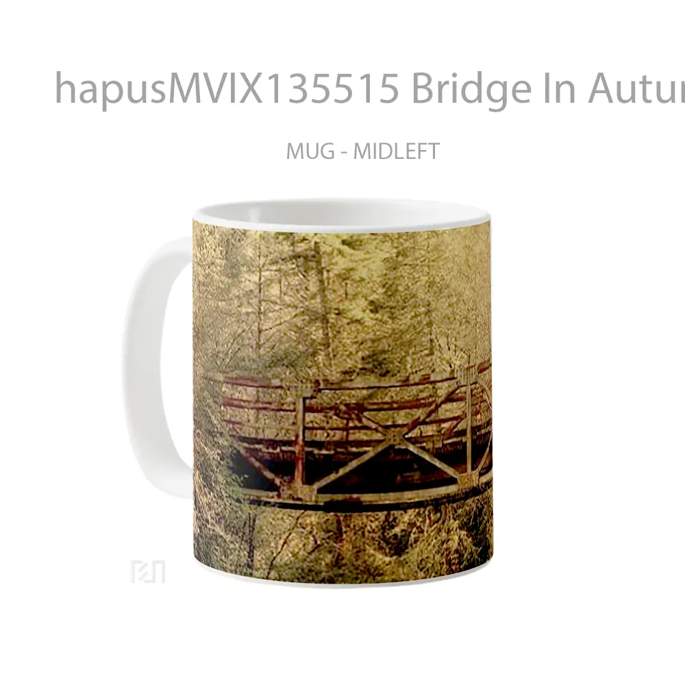 Mug Bridge In Autumn Forest Gelas Pemandangan Alam - All-side / Desain