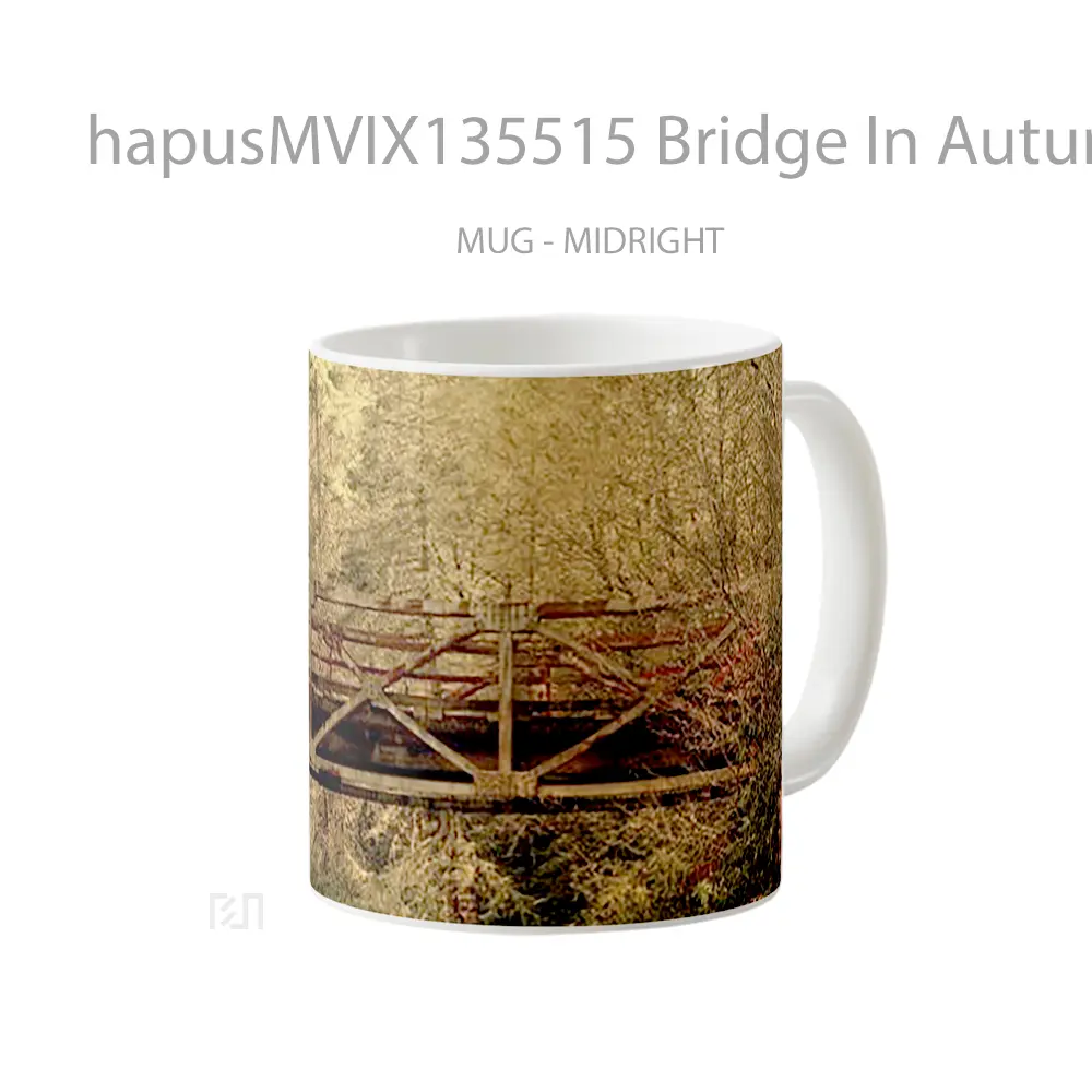 Mug Bridge In Autumn Forest Gelas Pemandangan Alam - All-side / Desain