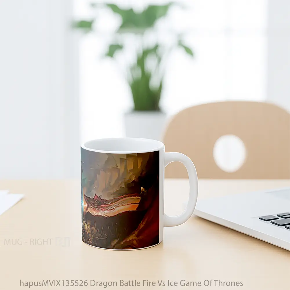Mug Dragon Battle Fire Vs Ice Game Of Thrones Cangkir Gamer - All-side / Desain