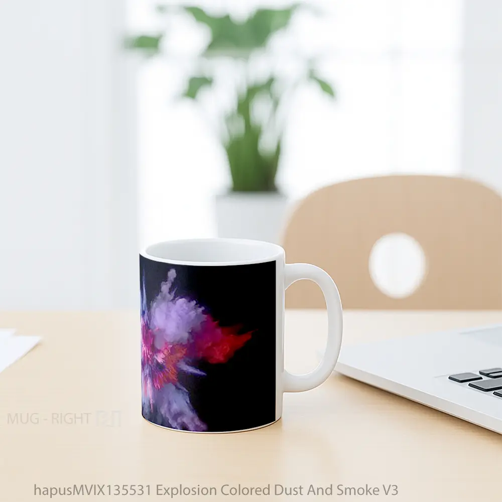 Mug Explosion Colored Dust And Smoke V3 Gelas Keramik Unik - All-side / Desain