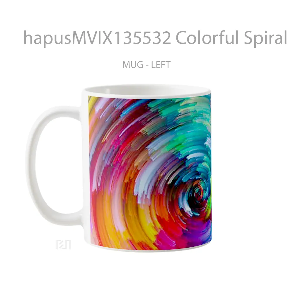 Mug Colorful Spiral Lines Gelas Keramik Unik - All-side / Desain